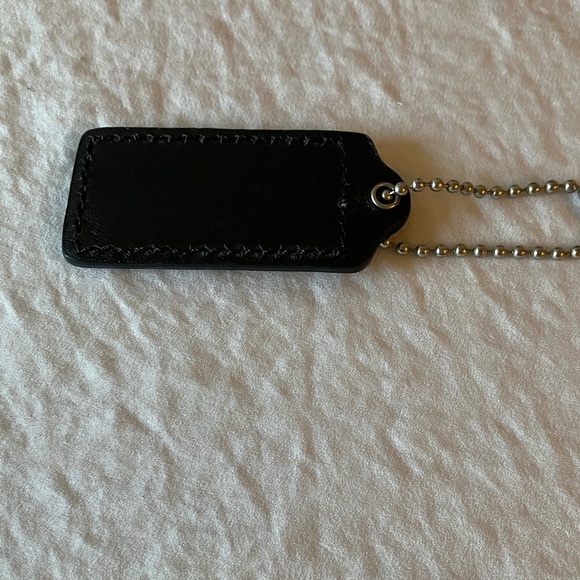 Coach: Black Leather Key Fob Hang Tag/Charm- Silver Tone - Picture 5 of 12